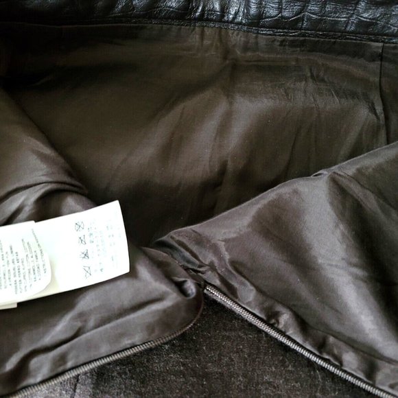 Max Mara Dark Brown Knee Length Wool Croc Embossed Leather Pencil Skirt 6 Small - Picture 5 of 8